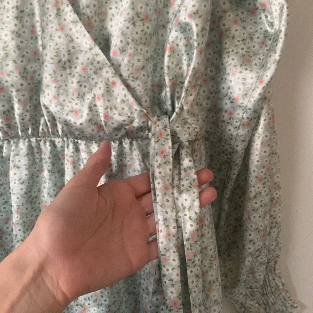 Altar’d State silky floral sage mini dress - Picture 3 of 5